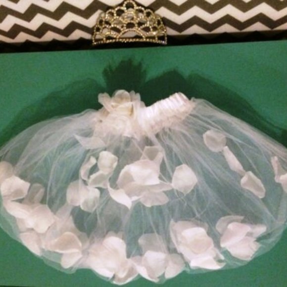 NEW IN PACKAGE * White Ballet Tutu with Rose Petals in Skirt and Rose on Waist - Picture 9 of 9